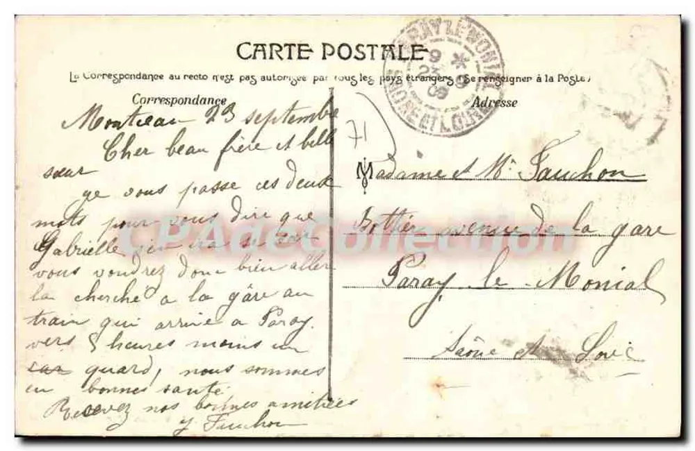 Montceau-les-Mines — Rathaus — Verlag Didier-Viard, Paris-Bazar - Rückseite