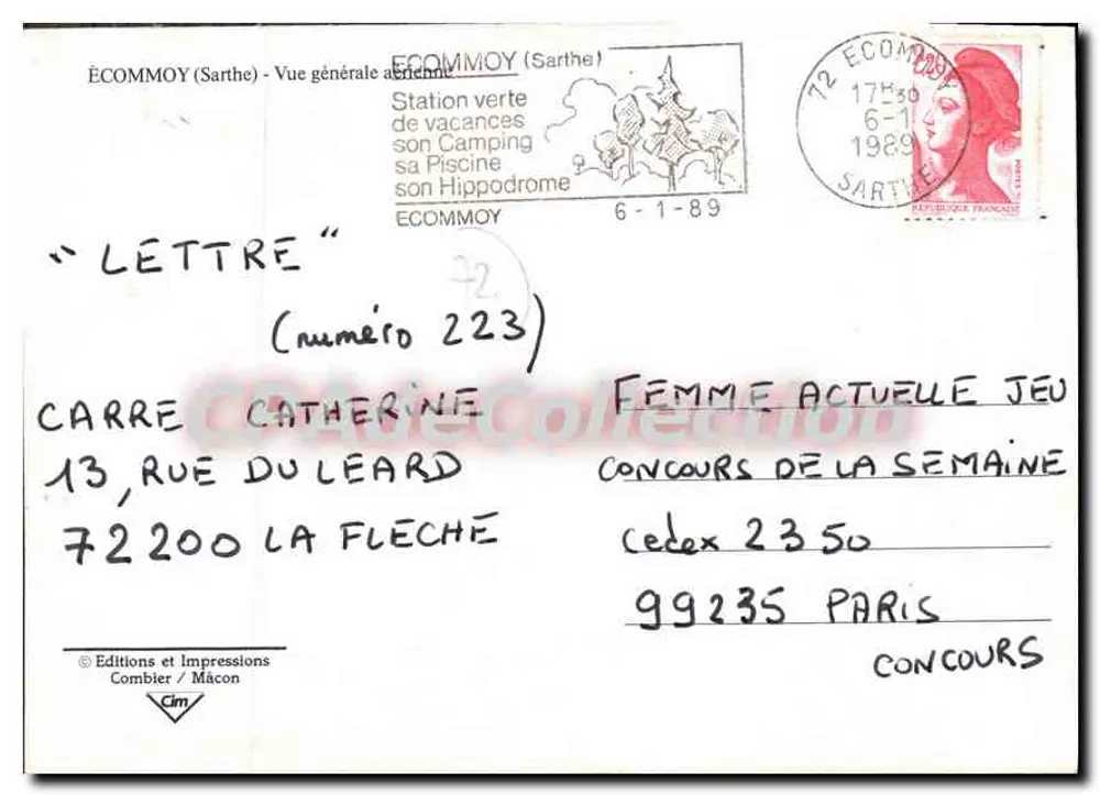 Écommoy (Sarthe) — Algemene luchtfoto — Uitgaven en Drukwerk Combiér / Maçon, n°223 - Achterkant