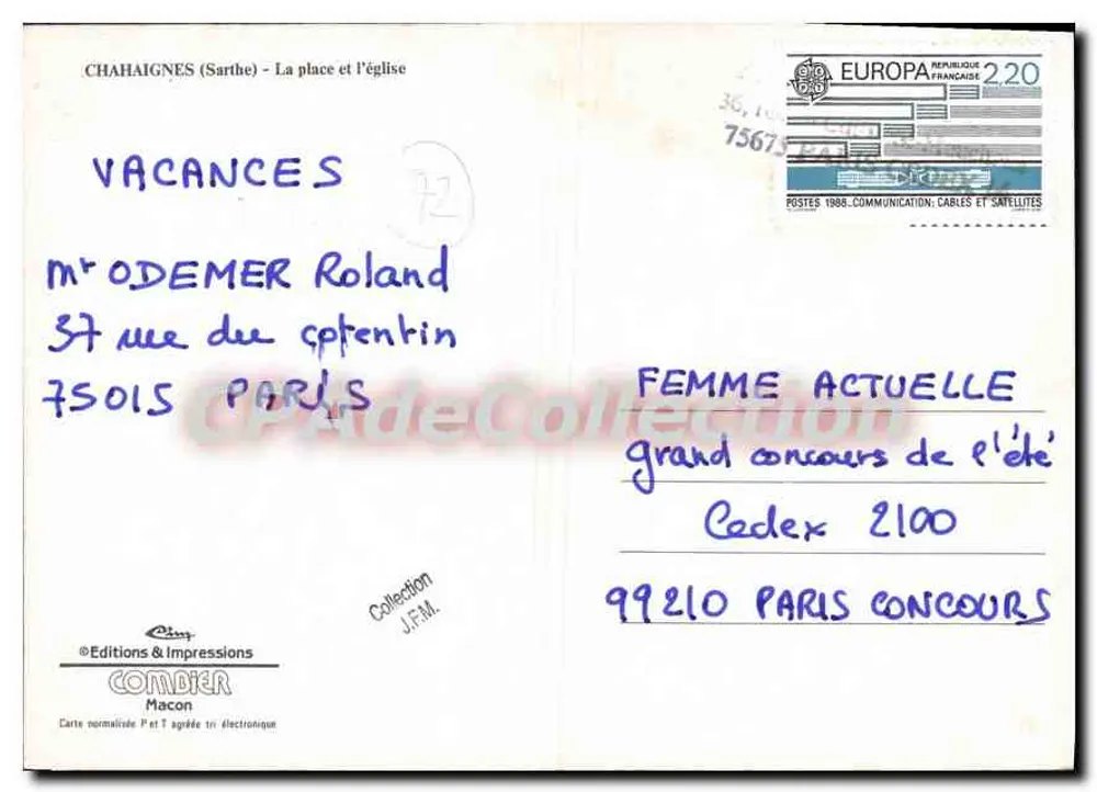 Chahaignes (Sarthe) — Die Place und die Kirche — Éditions & Impressions Combier - Rückseite