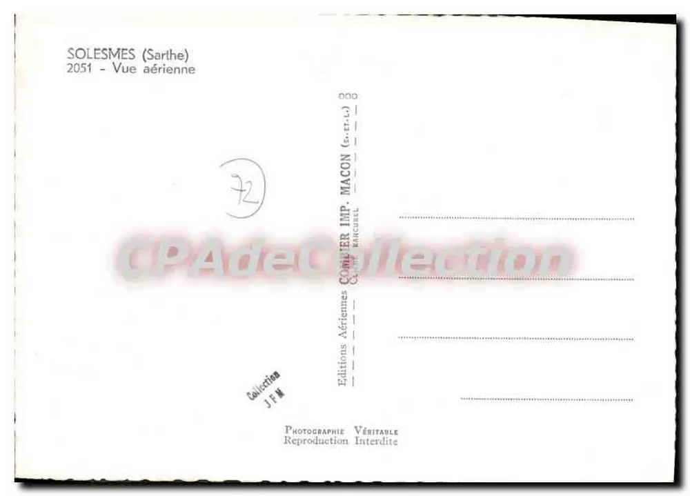 Solemes (Sarthe) — Vista aérea — Éditions Aériennes Comper Imp. Maccon - Verso