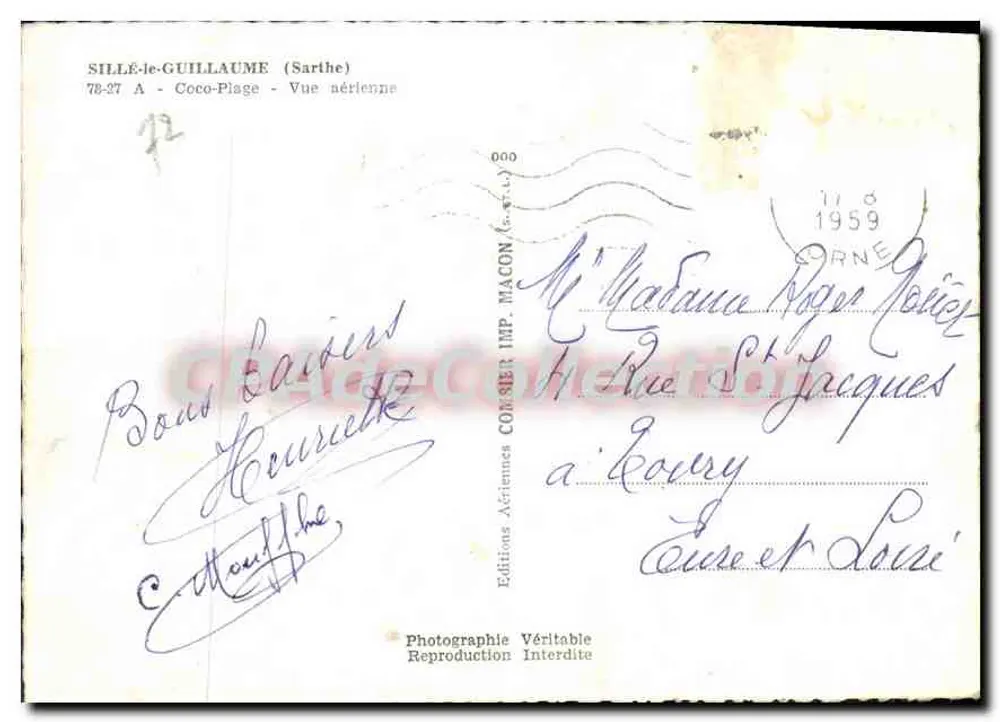 Sillé-le-Guillaume (Sarthe) — Coco-Plage — Luftbild — Éditions Aériennes Consier - Rückseite