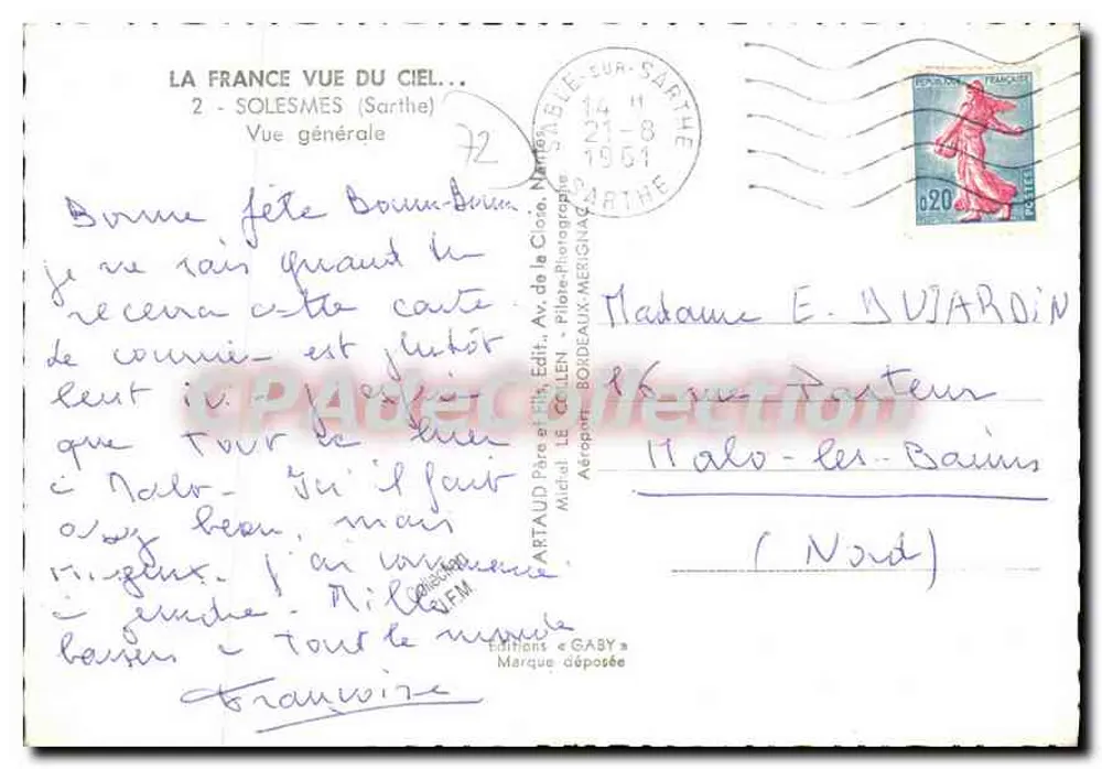 Solesmes (Sarthe) — vista geral — Edições Gaby - Verso