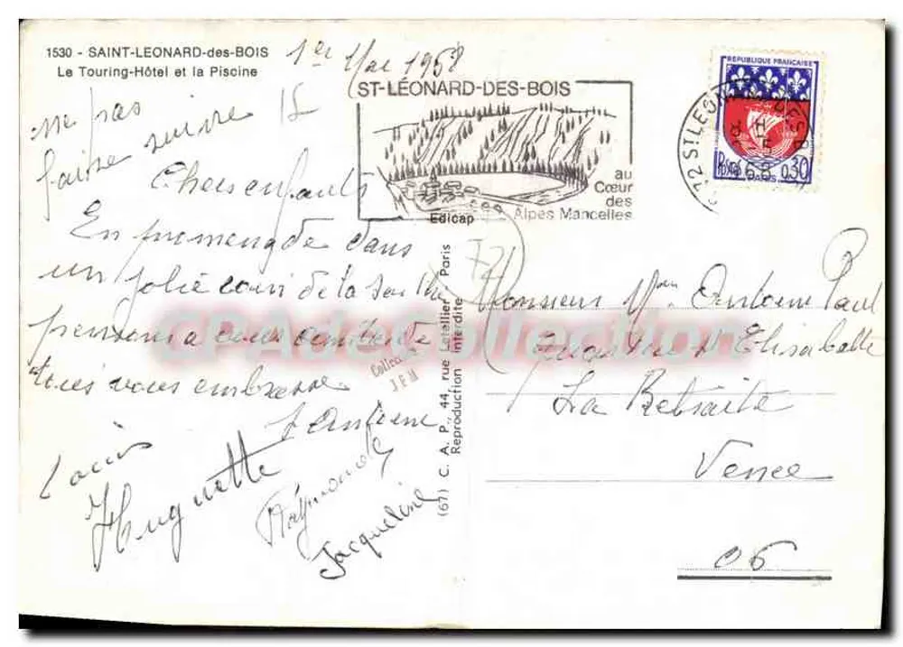 Saint-Léonard-des-Bois — Der Touring-Hotel und der Pool — Édicap - Rückseite