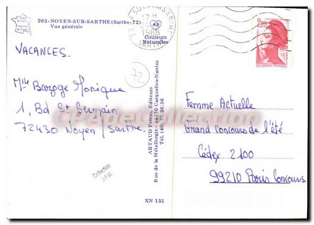 Noyen-sur-Sarthe — Vista geral — Artaud Frères, Editores - Verso
