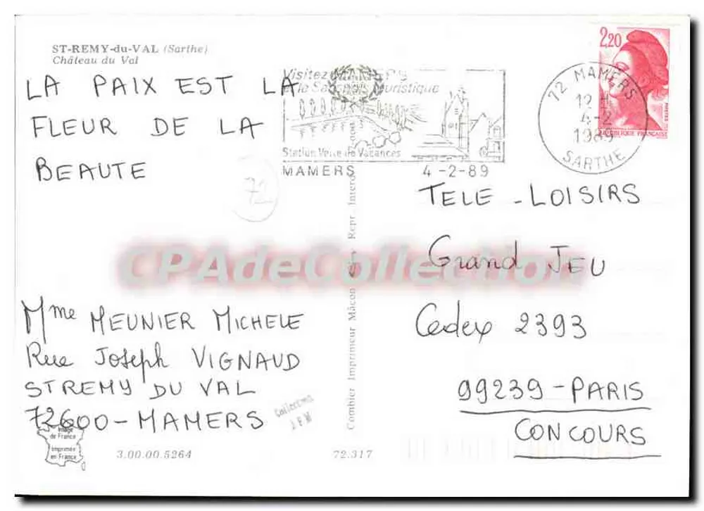 Castelo do Val — Saint-Rémy-du-Val (Sarthe) — CPAdeCollection - Verso