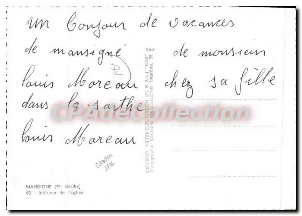 Mansigné (72) — interieur van de kerk — Combiér Imprimeur-Magasin (71, S.-&-L.) - Achterkant