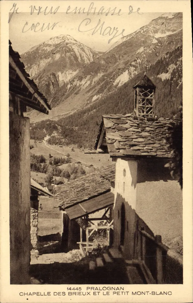 Kapelle der Brieux und der Petit Mont-Blanc — Pralognan — Verlag BRALUN & Cie, Nr. 14445 - Vorderseite