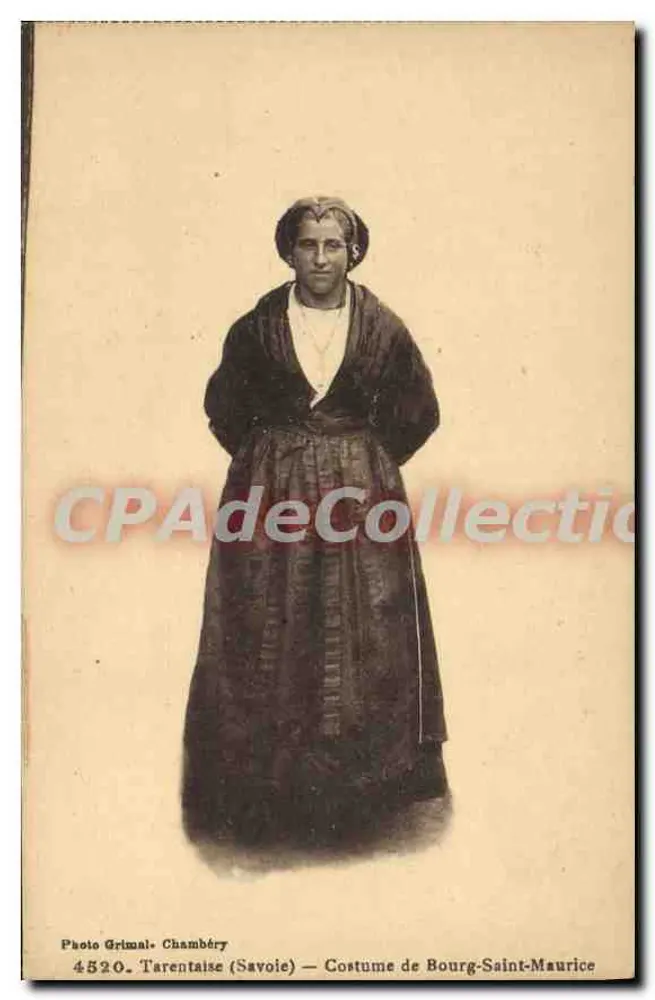 Tarentaisische Frau (Savoie) — Kleidung von Bourg-Saint-Maurice — Foto Grimal, Chambéry, n°4820 - Vorderseite