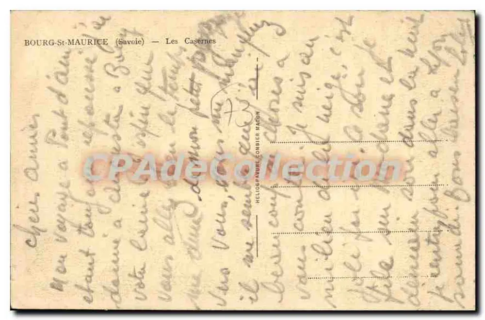 Bourg-Saint-Maurice — Die Kasernen — Helio-Graphie Combiet Magon - Rückseite