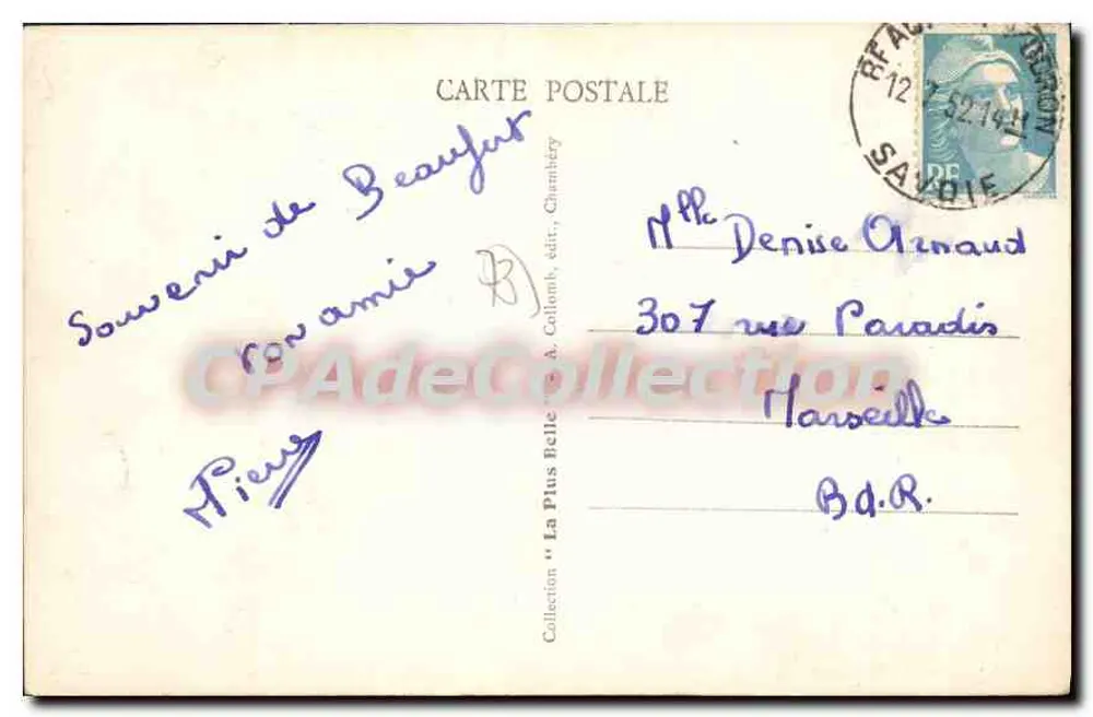 Vallon de Trécol und Pierre Menta — Beaufort (etwa) — Die malerische Savoie, n°1256 - Rückseite