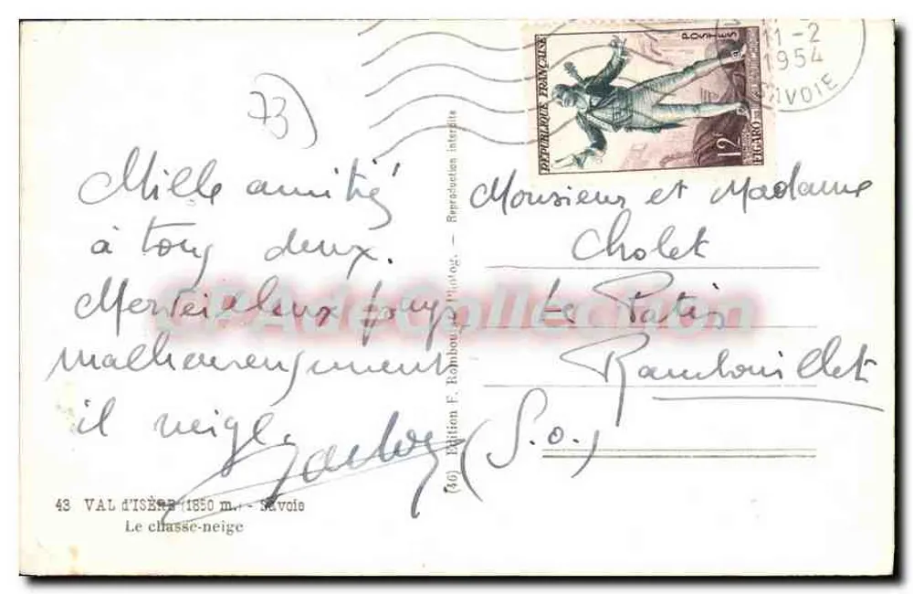 Der Schneepflug in Val d'Isère — Edition F. Bonhoure (S.O.) - Rückseite