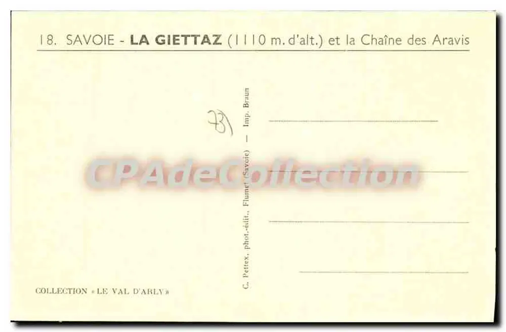 La Giettaz — Savoie — Kette der Aravis — C. Pettex, phot. edit. Flume (Savoie) - Rückseite