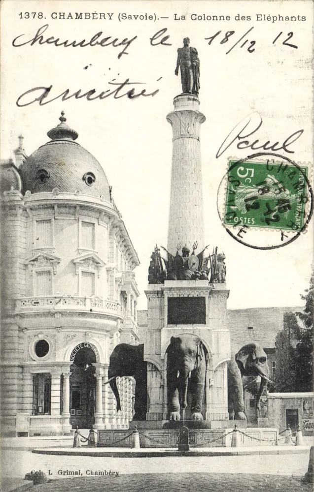 Chambéry (Savoie) — Die Säule der Elefanten — Col. L. Grimal, Chambéry - Vorderseite