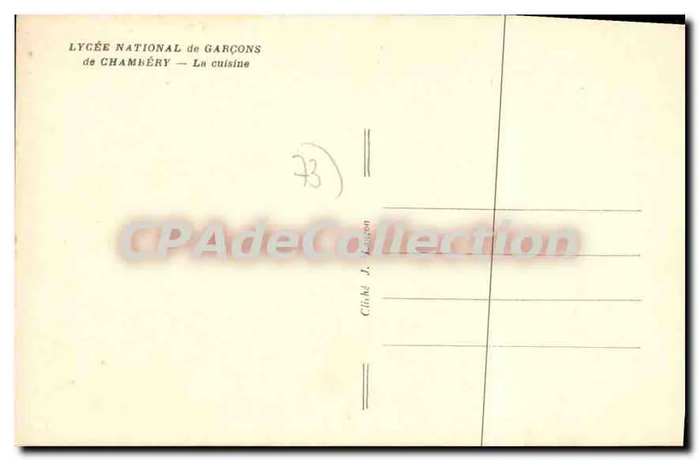 Küche des Nationalen Jungen Lyzeums von Chambéry — Verlag Claude J. Lanson, Nr. 23 - Rückseite