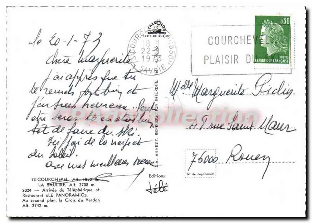 La Saulire — Restaurant « Le Panoramique » — Editions Télé - Rückseite