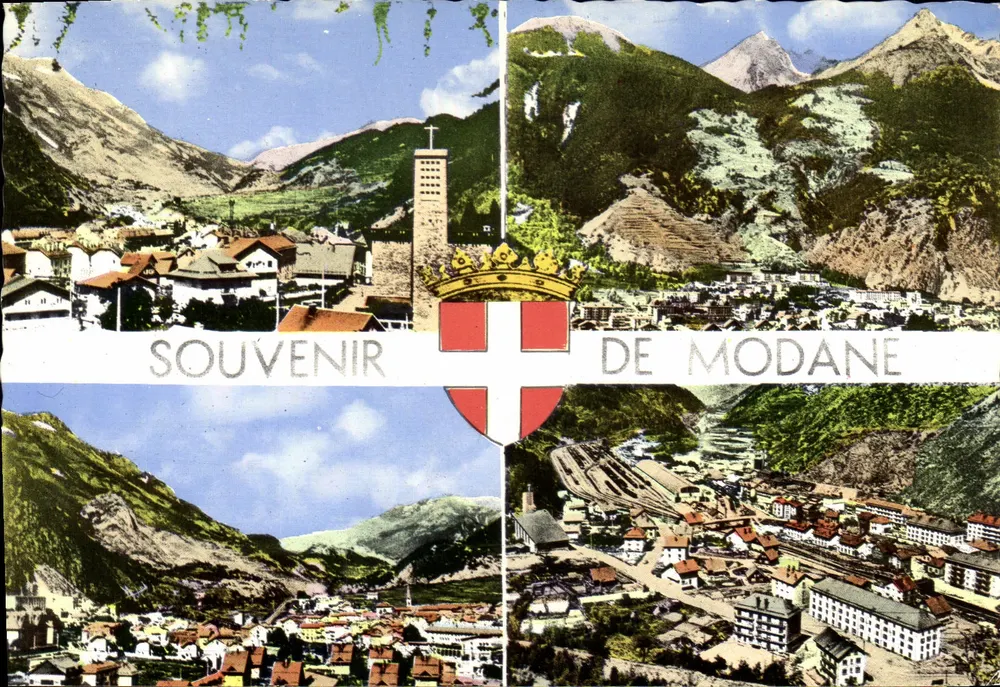 Modane — Widok panoramiczny i monument — Souvenir de Modane, wyd. Éditions Du-Lac - Awers