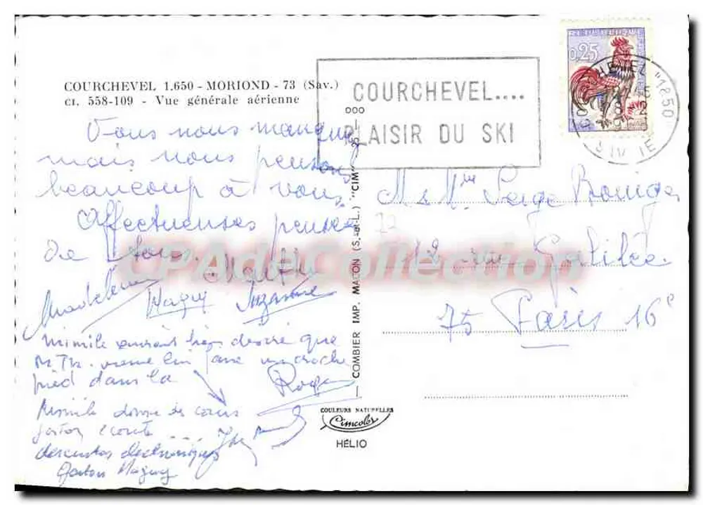 Courchevel — Vue générale aérienne — Combière Imp. (S.A.P.L.) - Verso