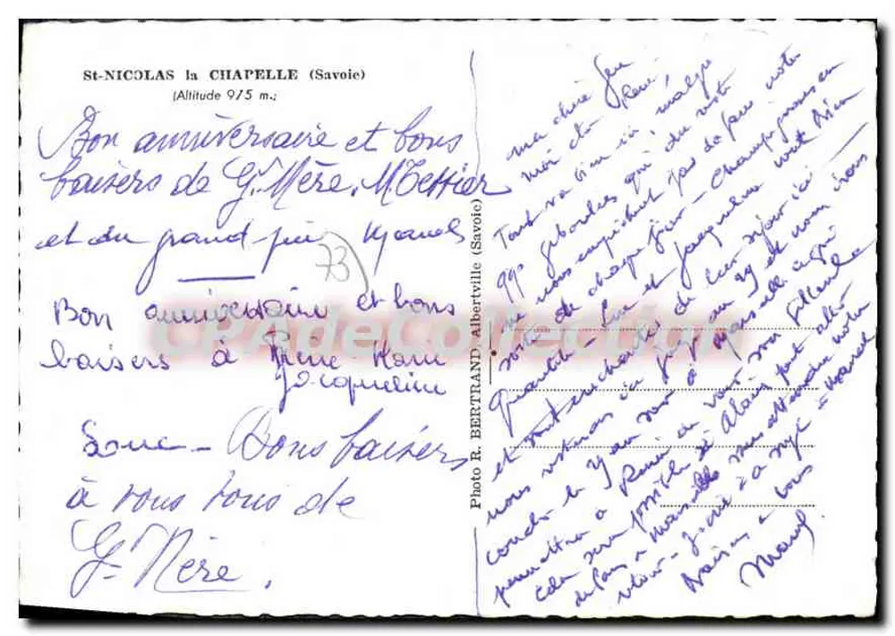 सें-निकोलास-ला-चापेल (सैवोय) - गांव और उसके गिरजाघर का एयरोनॉटिक दृश्य - फोटो आर. बर्टलैंड - पीछे