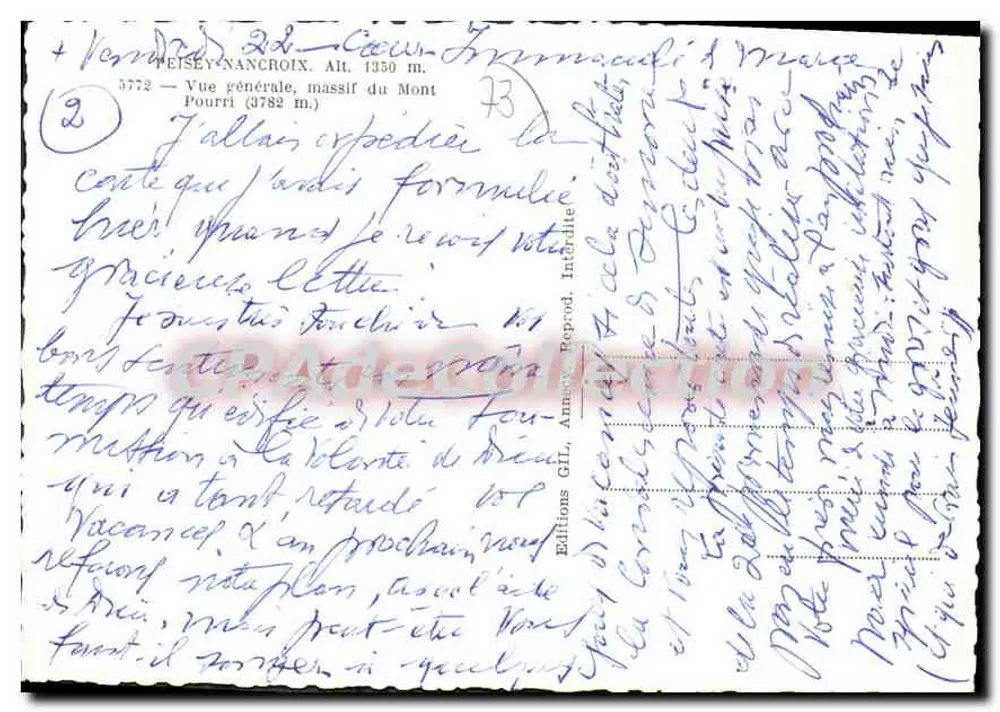 Pourtir — Allgemeine Ansicht, Massiv des Mount Pourri (3782 m) — Éditions G.I.L., Annecy - Rückseite
