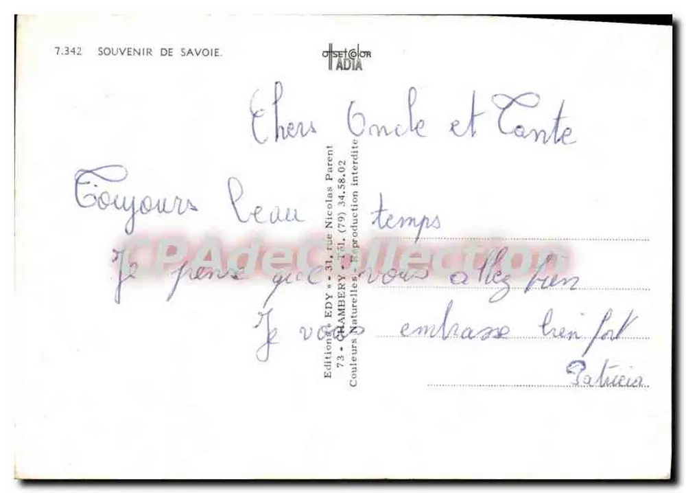 Sorrisos da Saboia — Editor ADIA, n° 7.342 - Verso