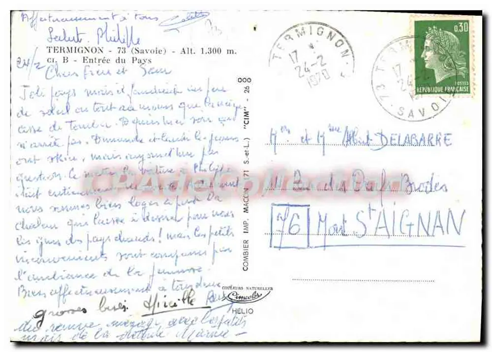 टर्मिग्नॉन - बर्फ से ढका गांव और चर्च - सीएम, क्रमांक 6 - पीछे