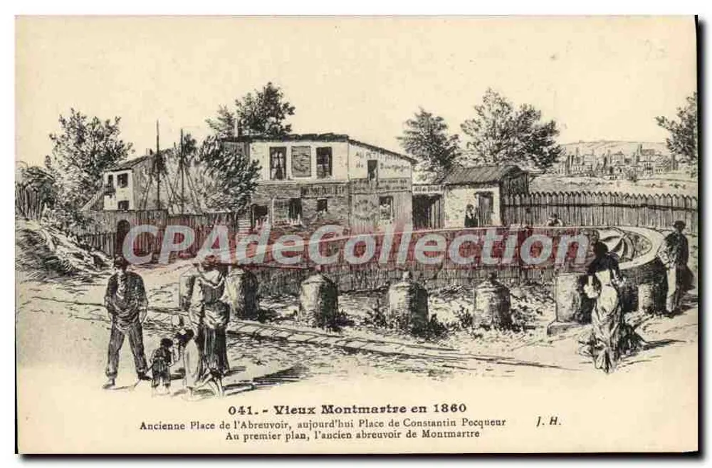 Alt-Montmartre um 1860 — Ehemalige Place de l'Abreuvoir, heute Place de Constantin Pocqueur — J. H. - Vorderseite