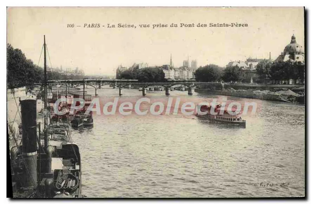 Paris - Die Seine, Ansicht vom Pont des Saints-Pères — Verlag R. Paris, Nr. 100 - Vorderseite