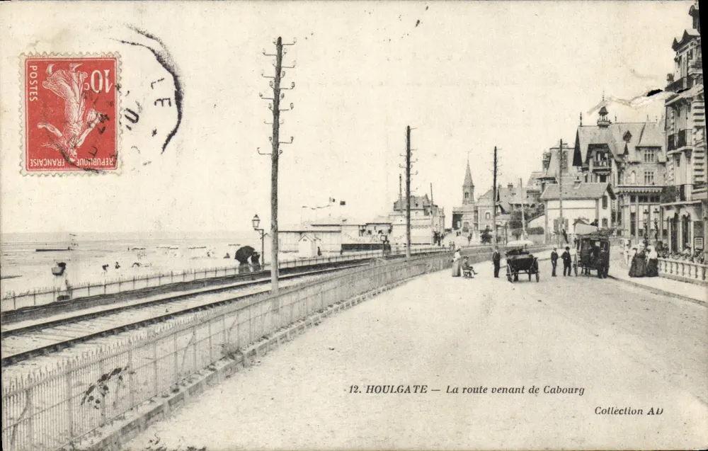 Houlgate — A estrada vindo de Cabourg — Coleção AD - Frente