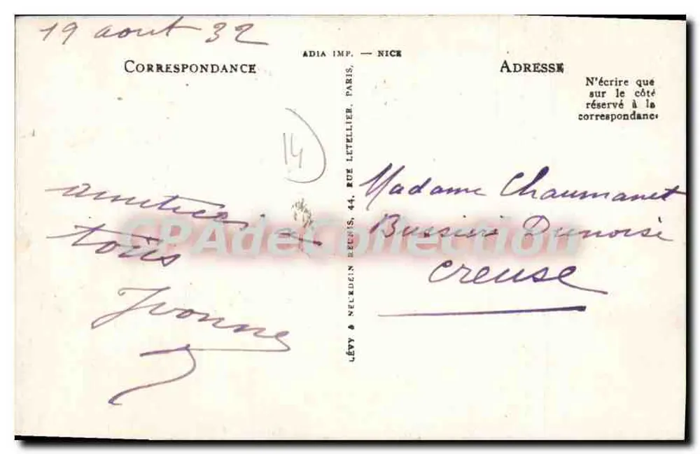 Luc-sur-Mer — Quartier des Champs-Élysées — Éditeur Elven, n°42 - Verso
