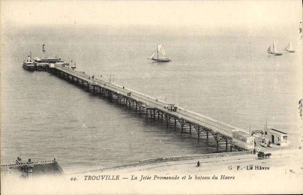 Trouville — Die Promenade am Kai und das Boot von Le Havre — G. F. - Le Havre, n°44 - Vorderseite