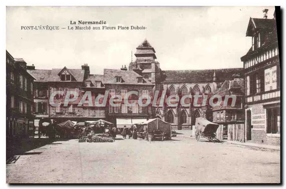 Pont-l'Évêque — Der Blumenmarkt Place Dubois — Normandie - Vorderseite