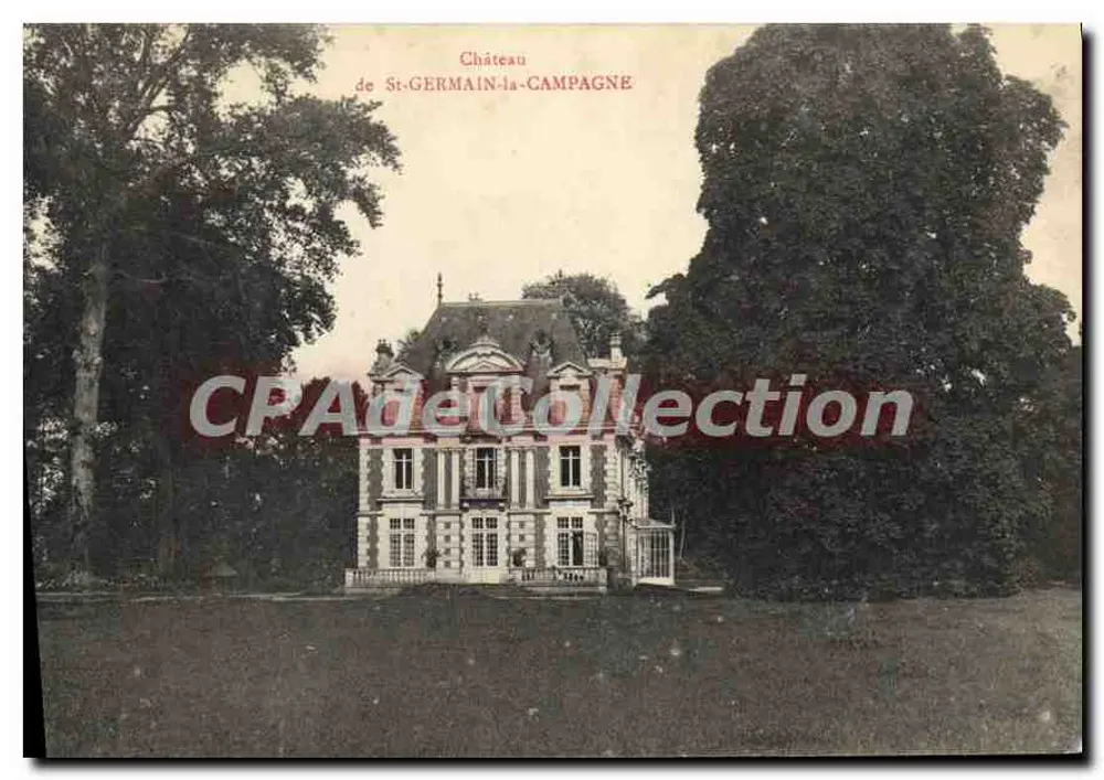 Castelo de St-GERMAIN-la-CAMPAGNE — vista do castelo cercado por árvores — editor não visível - Frente