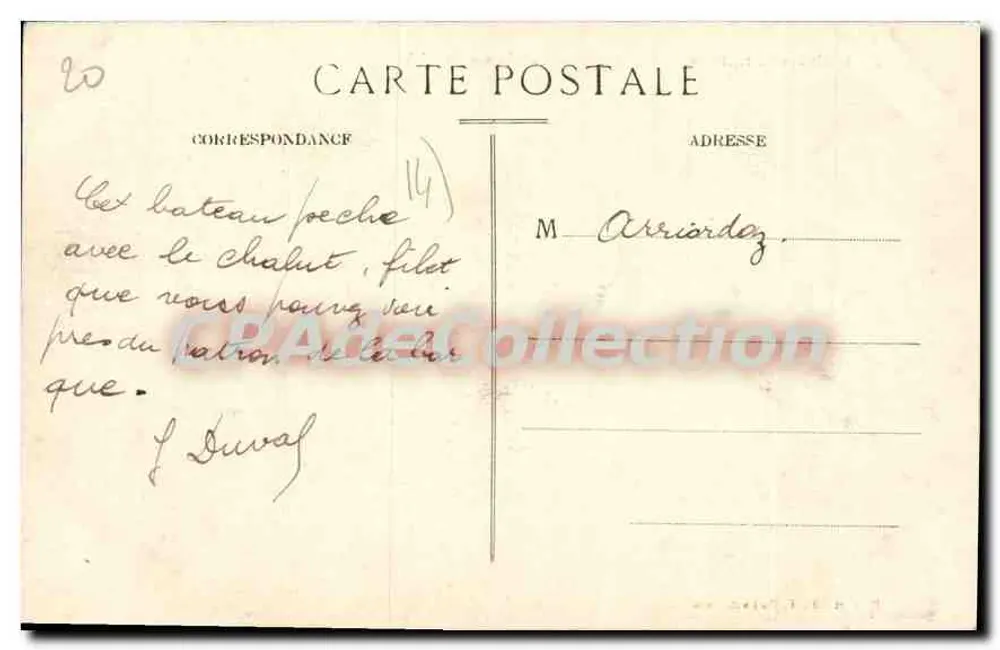 Ouistreham (Calvados) — Die Abfahrt eines Fischboots — Phot. und Édit. F. Maillant, Caen - Rückseite