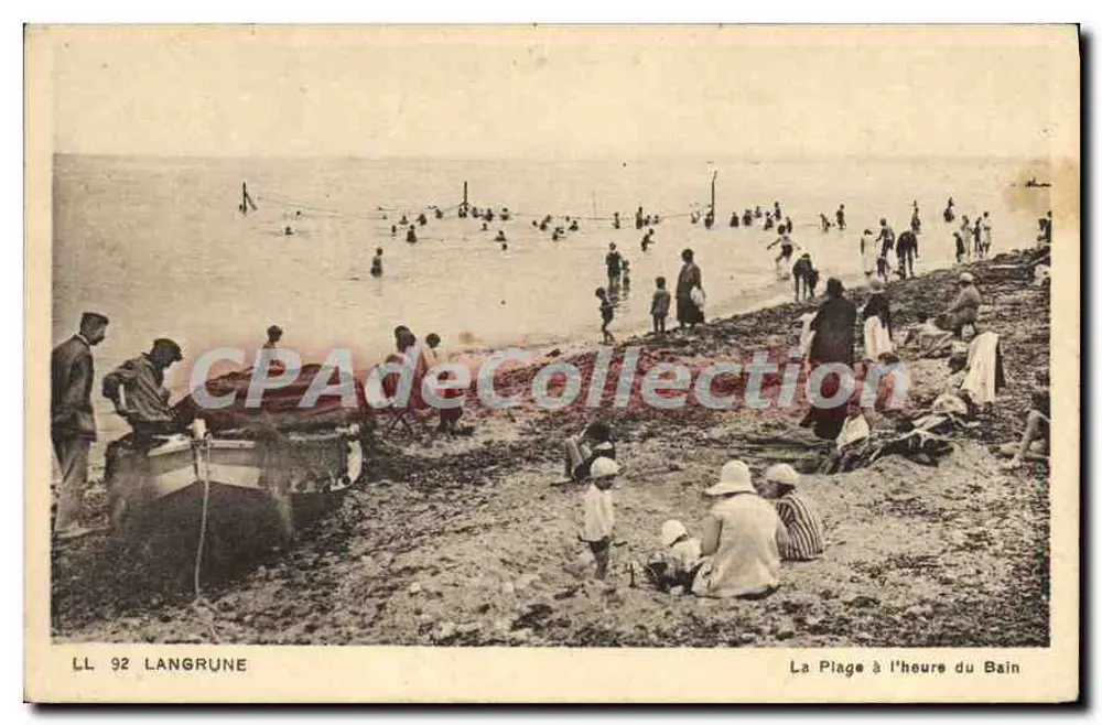 Langrune — De Strand tijdens het bad — LL 92 - Voorkant