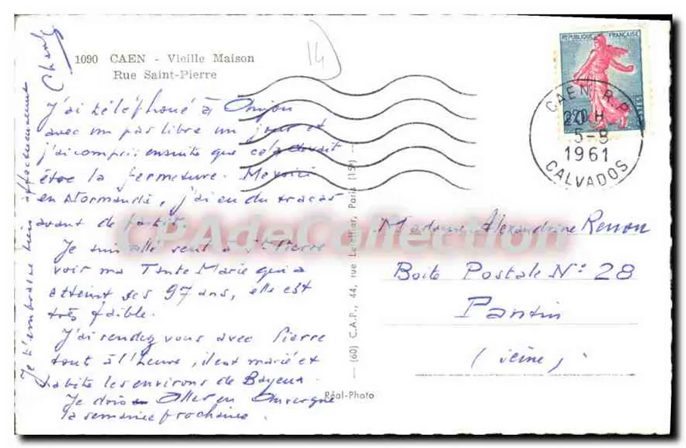 Caen - Velha Casa na Rue Saint-Pierre — editor M. Jacquelin, n° 54 - Verso