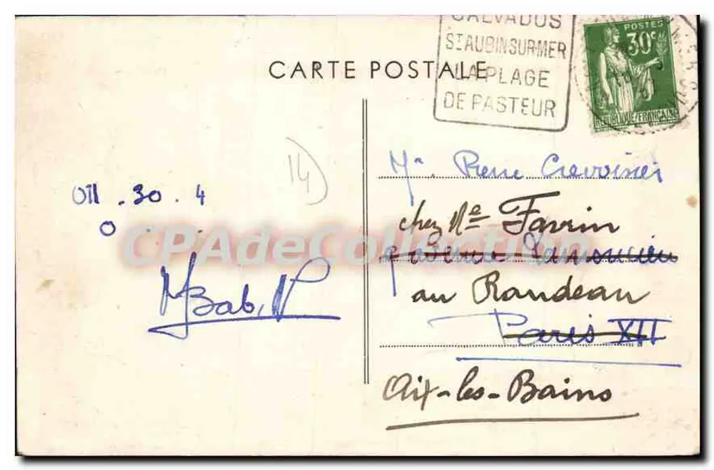 Saint-Aubin (Calvados) — Na Praia — Coleção Guédan - Verso