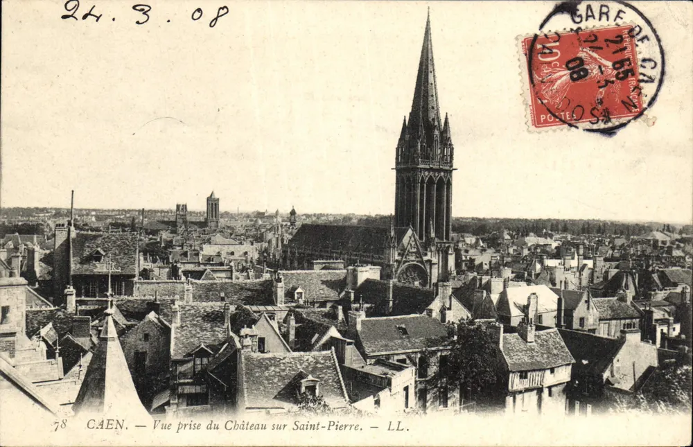 Caen — Vista tirada do Castelo sobre Saint-Pierre — LL. n°78 - Frente