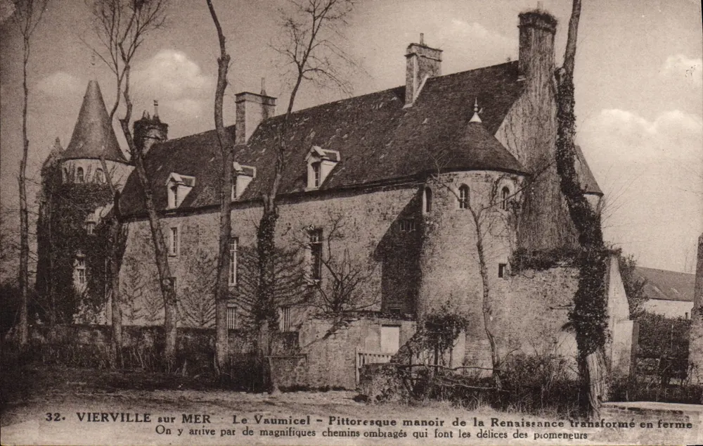 VIERVILLE sur MER — Le Vaumicel — Manoir pitoresco da Renascença transformado em fazenda - Frente