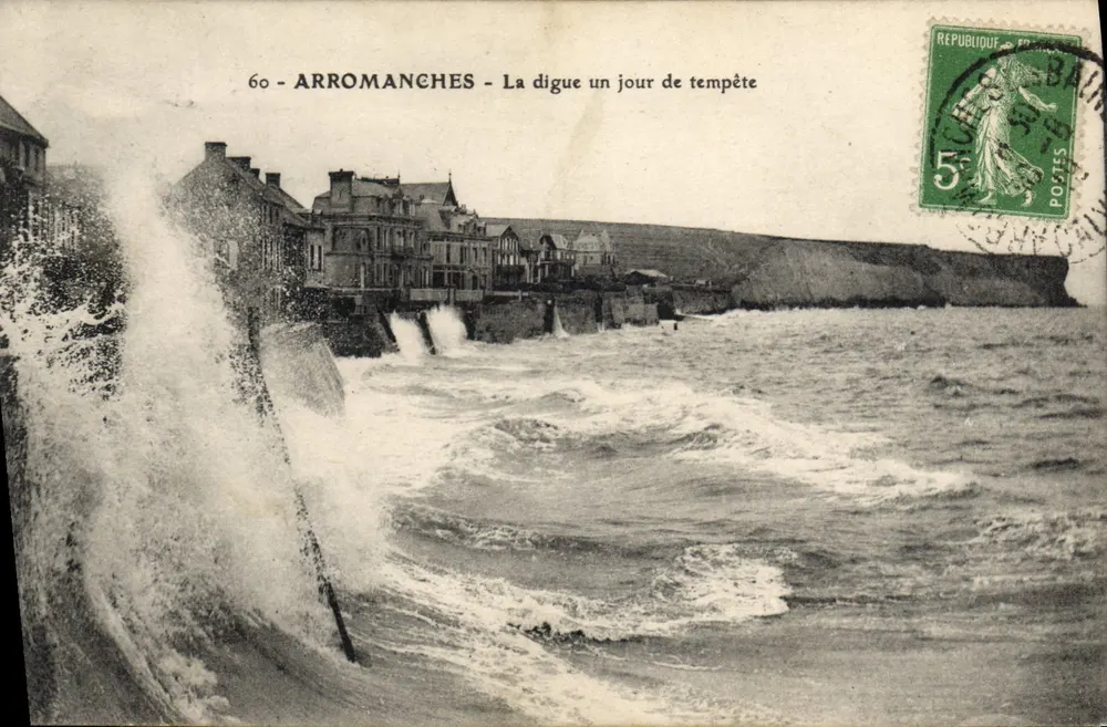 Arromanches — A dique em um dia de tempestade — editor desconhecido, n° 60 - Frente