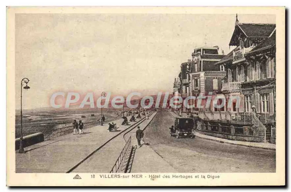 Villers-sur-Mer - Hotel des Herbages und die Digue — Antike Ansichtskarte - Vorderseite