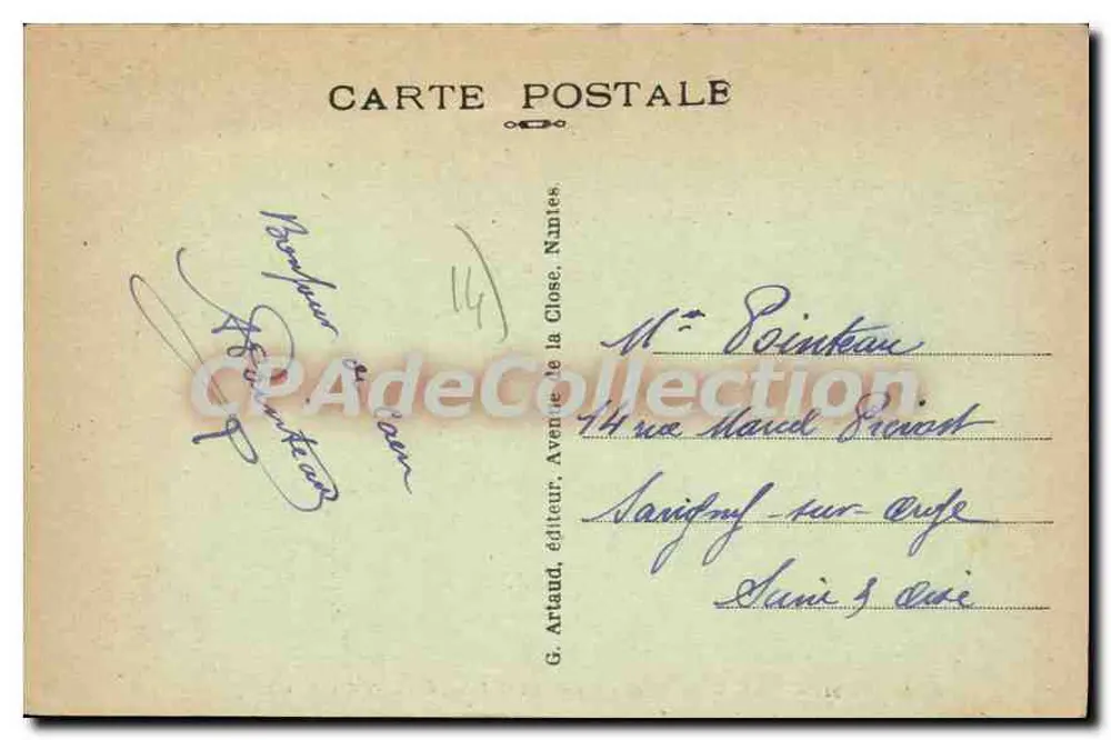 Caen — Boulevard des Alliés und Tour des Gens d'Armes — G. Artaud, Verlag, Nantes - Rückseite