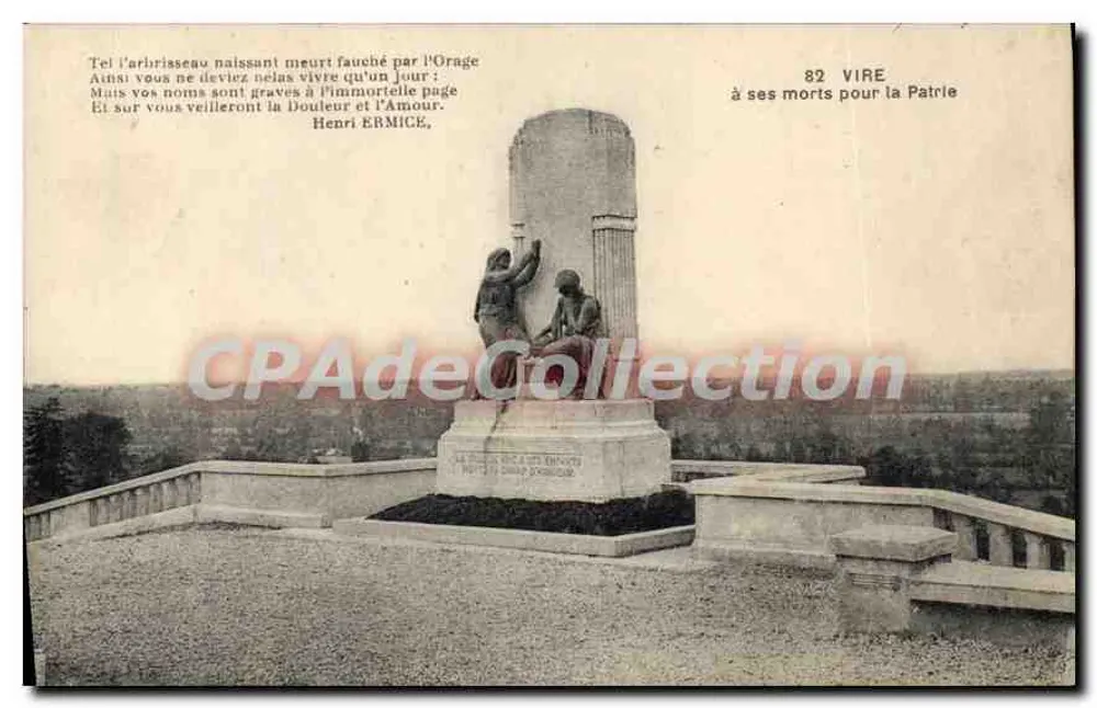 Monumento aos Mortos de Vire — Henri ERMICE — editor não identificado, n° de série 82 - Frente