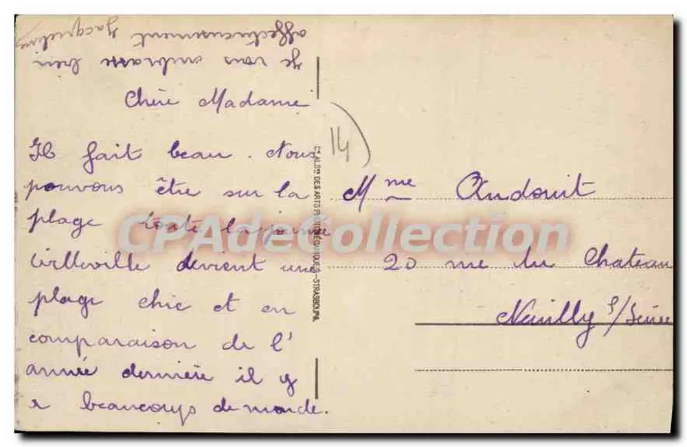 Villerville - As Villas e a Praia — editor desconhecido, n° de série 5 - Verso