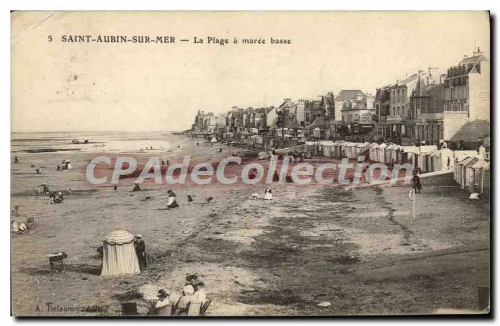 Saint-Aubin-sur-Mer — A Praia com Maré Baixa — A. Tielaunay, editor - Frente