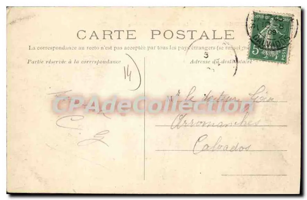 Saint-Aubin-sur-Mer — A Praia com Maré Baixa — A. Tielaunay, editor - Verso