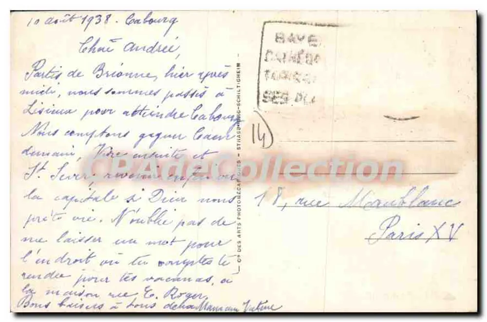 Cabourg — A Praia e a Piscina-Escola — St Nazaire-Schlichtheim - Verso