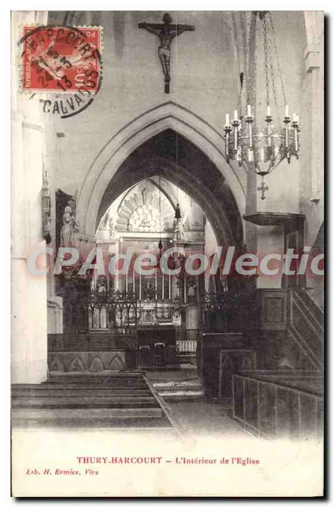 Thury-Harcourt — O Interior da Igreja — Ltb. H. Ernime, Vire - Frente