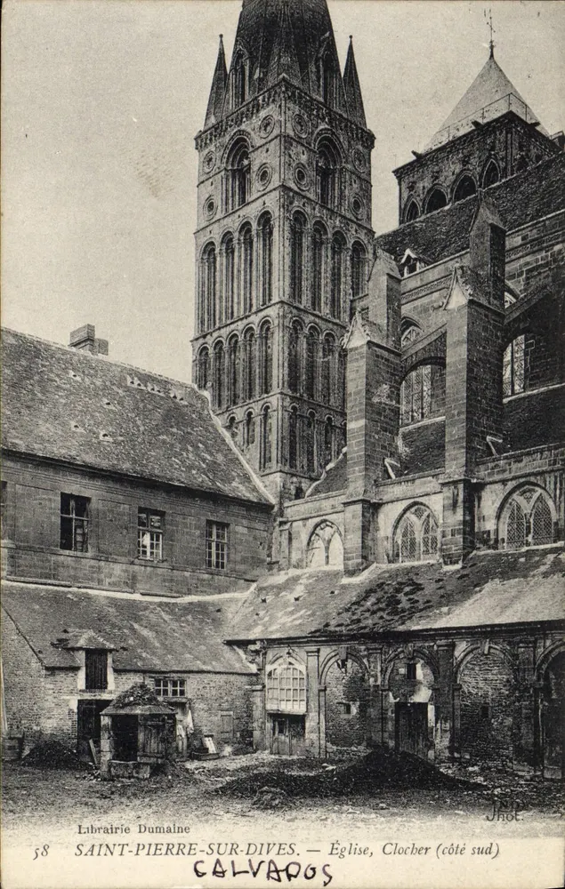 Saint-Pierre-sur-Dives — Kirche, Turm (Südseite) — Librairie Dumaine, n°58 - Vorderseite