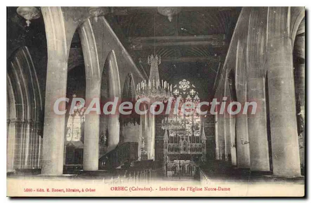 Orbec (Calvados) - Innenansicht der Kirche Notre-Dame — Verlag E. Robert, Buchhändler in Orbec - Vorderseite