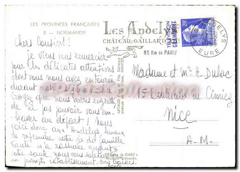 Normandie — illustratieve ansichtkaart — Éditions A. Gaby, Nantes - Achterkant